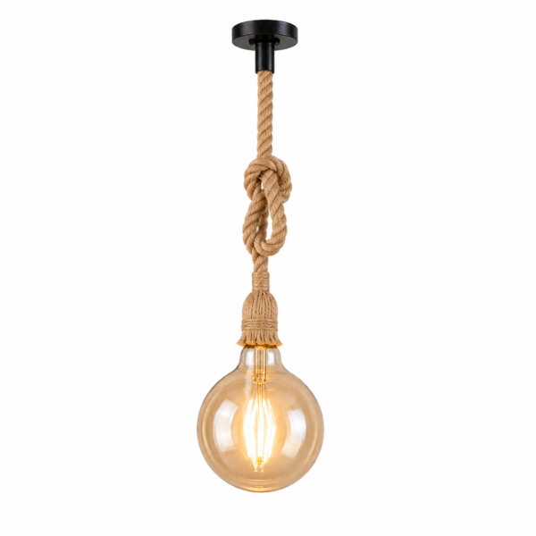 لامبة معلقة بالحبل الطبيعي – Luminaire Suspendu en Corde de Chanvre
