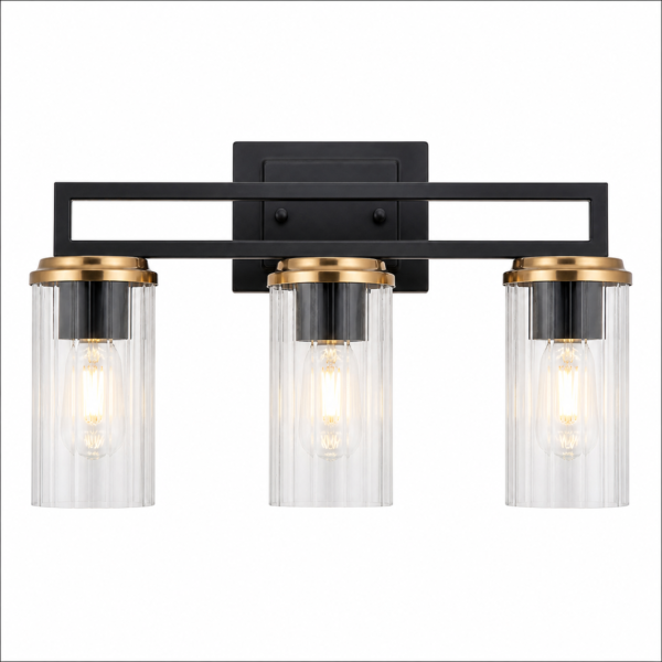 مصباح جداري فاخر 3 أضواء Belisi - أسود وذهبي (Vanity Light) AZS1595-3